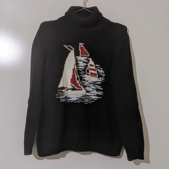 Vintage Nautical Sailboat Turtleneck Sweater ⛵️⚓️ - Picture 2 of 5